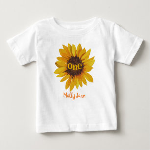 T-shirt Pour Bébé Aquarelle Tournesol premier anniversaire
