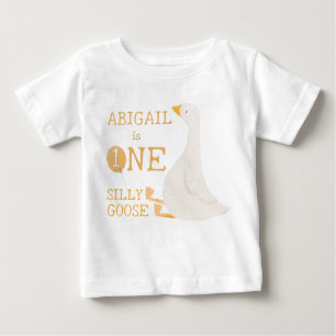 T-shirt Pour Bébé Aquarelle Une oie soie Fleur sauvage 1er anniversa
