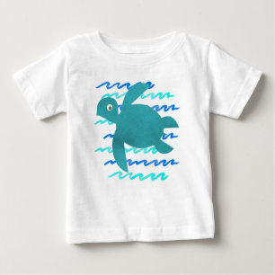 T-shirt Pour Bébé Aquarelle Vagues de tortue marine
