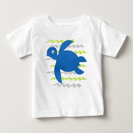 T-shirt Pour Bébé Aquarelle Vagues de tortue marine (Devant)