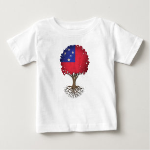 T-shirt Pour Bébé Arbre de drapeau de la vie Samoan personnalisable