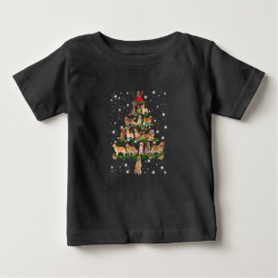T-shirt Pour Bébé Arbre de Noël Golden Retriever Couvert Par Flash
