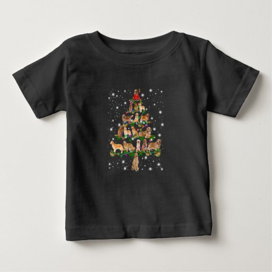 T-shirt Pour Bébé Arbre de Noël Golden Retriever Couvert Par Flash (Devant)