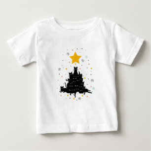 T-shirt Pour Bébé Arbre de Noël Méowy , arbre de Noël chat drôle