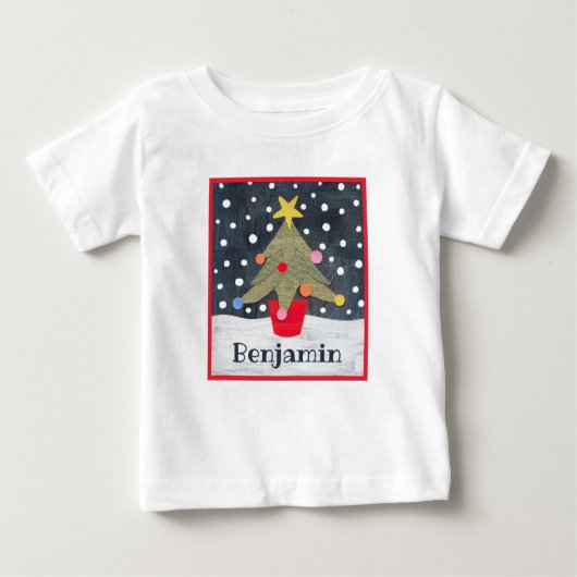 T-shirt Pour Bébé Arbre de Noël personnalisé (Devant)