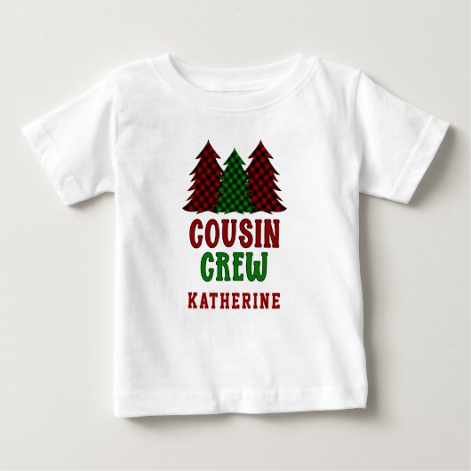 T-shirt Pour Bébé Arbre de Noël Plaid de l'équipe de cousine personn (Devant)