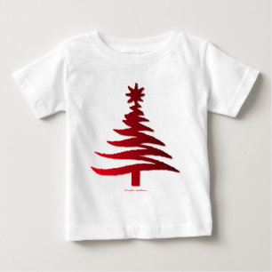 T-shirt Pour Bébé Arbre de Noël Rouge