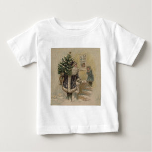 T-shirt Pour Bébé Arbre de Noël vintage Père Noël