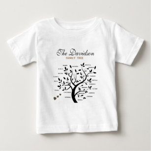 T-shirt Pour Bébé Arbre généalogique personnalisé (20 noms)