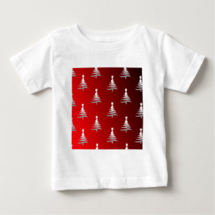 T-shirt Pour Bébé Arbres de Noël Argent sur Rouge