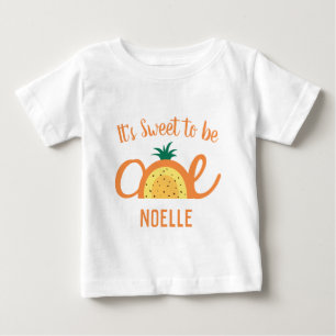 T-shirt Pour Bébé Arc-en-ciel ananas, doux pour être un, 1er annive