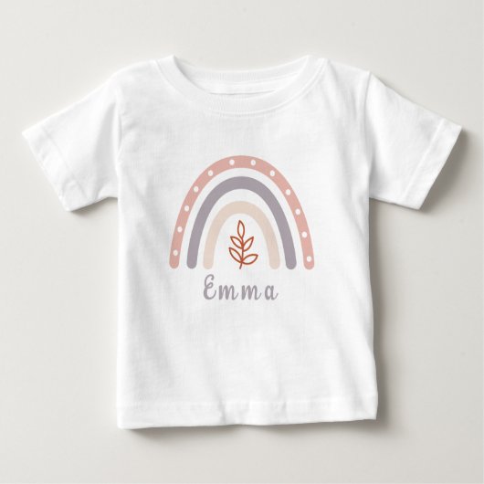 T-shirt Pour Bébé Arc-en-ciel bohème cool avec nom personnalisé (Devant)