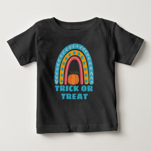 T-shirt Pour Bébé Arc-en-ciel mignon avec Halloween Citrouille (Devant)