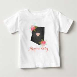 T-shirt Pour Bébé Arizona State Watercolor Floral & Heart Baby Girl