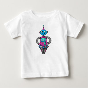 T-shirt Pour Bébé Arnie Robot : Rose et bleu