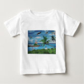 T-shirt Pour Bébé Art de la scène de plage tropicale (Devant)