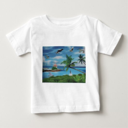 T-shirt Pour Bébé Art de la scène de plage tropicale (Devant)