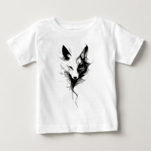 T-shirt Pour Bébé Art du loup blanc élégant à l'encre noire