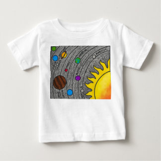 T-shirt Pour Bébé Art du système solaire dessiné à la main – Apprend