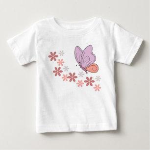 T-shirt Pour Bébé Art floral aux papillons mignons