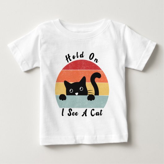 T-shirt Pour Bébé Attends Je Vois Un Chat, Un Amoureux des chats Drô (Devant)