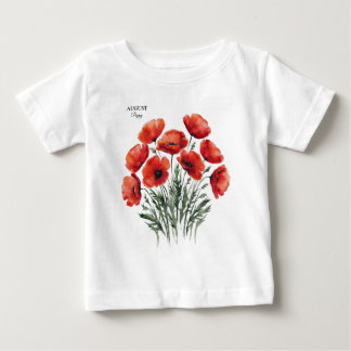 T-shirt Pour Bébé August Poppy Bloom - Cadeau d'anniversaire personn