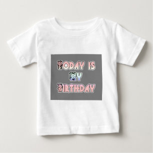 T-shirt Pour Bébé Aujourd'hui est mon anniversaire Baby Pink Art Pri