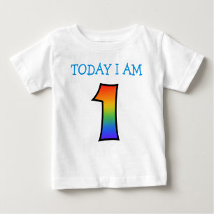 T-shirt Pour Bébé "AUJOURD'HUI JE SUIS 1" Avec Dégradé Arc-En-Ciel