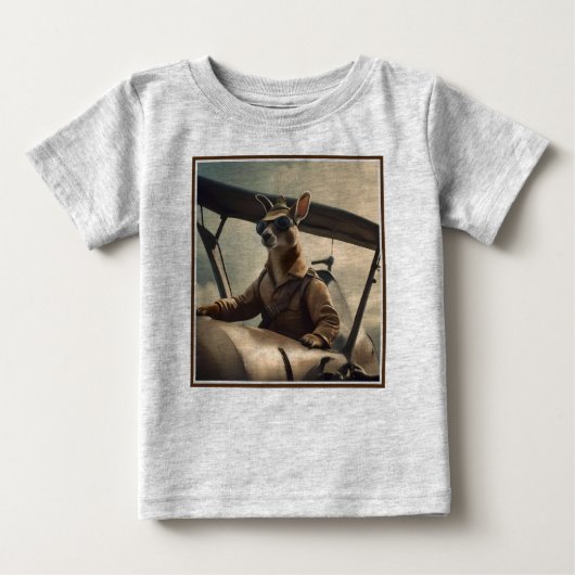 T-shirt Pour Bébé Aussie Kangaroo Avion Pilote, (Devant)