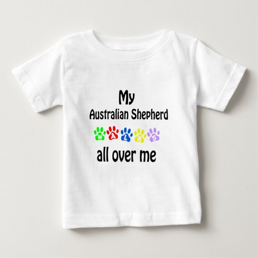 T-shirt Pour Bébé Australian Shepherd Walks Design (Devant)