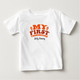 T-shirt Pour Bébé Automne Orange Retro Mon premier Thankgiving edita