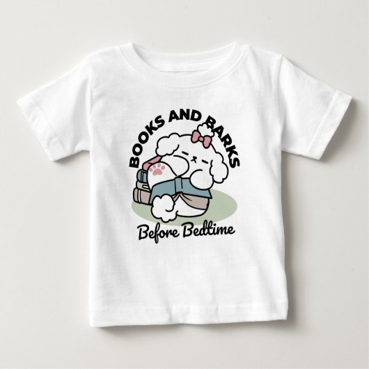 T-shirt Pour Bébé Avant le coucher avec ma chienne - Livre et Amoure (Devant)
