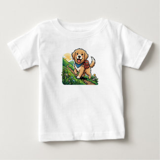 T-shirt Pour Bébé Aventure de chiot Retriever doré de randonnée mign