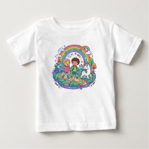 T-shirt Pour Bébé Aventure Magique Arc-en-ciel Licorne et Enfants Mi