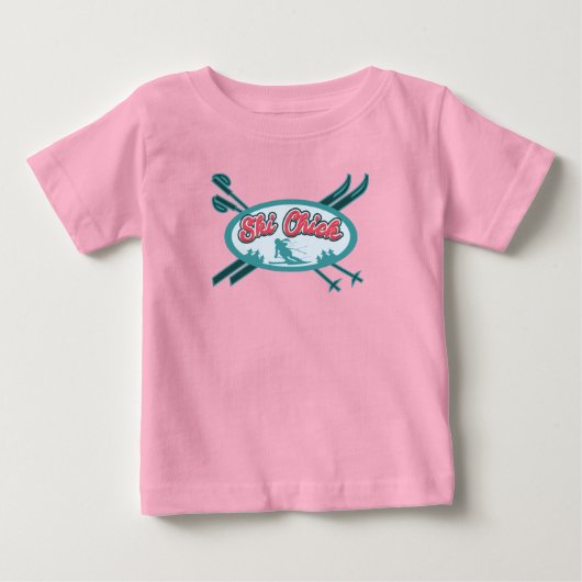 T-shirt Pour Bébé Aventure neigeuse pour fille de ski (Devant)