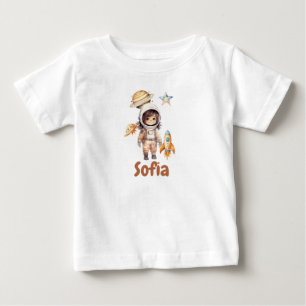 T-shirt Pour Bébé Aventure spatiale personnalisée d'astronaute migno