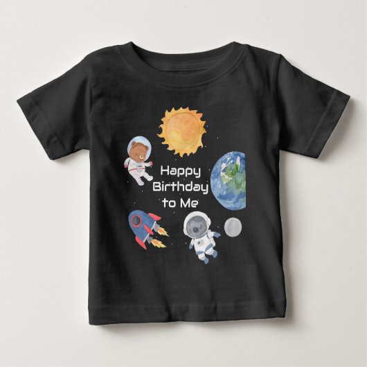 T-shirt Pour Bébé Aventure spatiale : Planètes et animaux Astronaute (Devant)