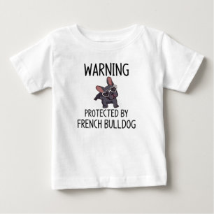 T-shirt Pour Bébé Avertissement protégé par le bulldog français