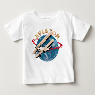 T-shirt Pour Bébé Aviateur voyageant dans le monde