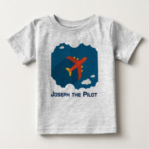 T-shirt Pour Bébé Avion dans le pilote personnalisé de Blue Sky Kid