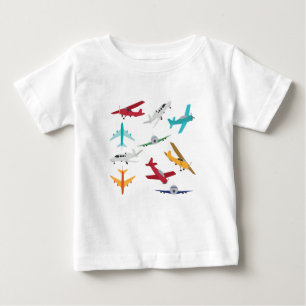 T-shirt Pour Bébé Avions colorés Motif Salle de bain pour enfants