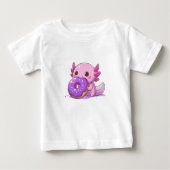 T-shirt Pour Bébé Axolotl mange des beignets pourpres. (Devant)