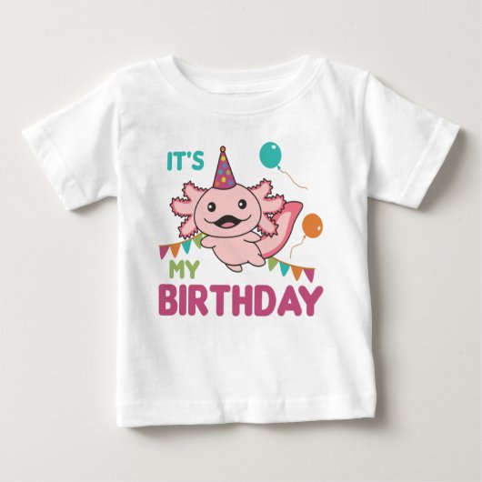 T-shirt Pour Bébé Axolotl veut c'est mon anniversaire mignon Axolotl (Devant)