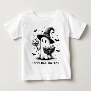 T-shirt Pour Bébé B & W Happy Halloween Ghost