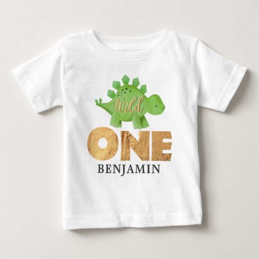 T-shirt Pour Bébé Bab d'anniversaire de premier dinosaure de SAUVAGE (Devant)