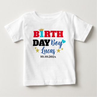 T-shirt Pour Bébé Baby Boy 1er Anniversaire Gold Couronne Custom Whi