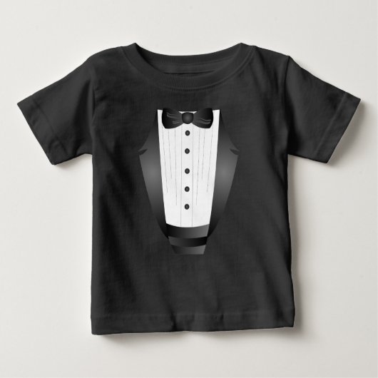 T-shirt Pour Bébé baby Boy First Birthday Bow Cravate Black Tuxedo (Devant)