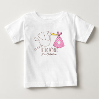 T-shirt Pour Bébé Baby Boy Hello World I'm Sebastian Personalized 