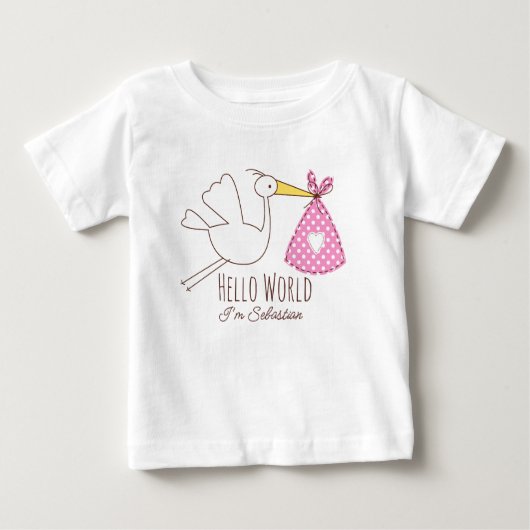 T-shirt Pour Bébé Baby Boy Hello World I'm Sebastian Personalized (Devant)