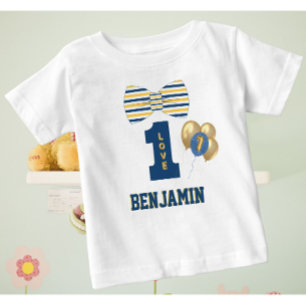 T-shirt Pour Bébé Baby Boy Name One Love Bow Cravate Bleu
